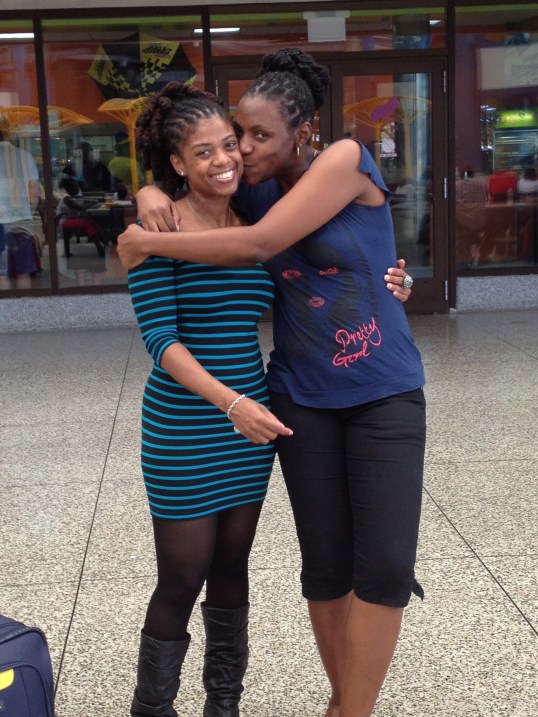 My sister Sancia seeing me off at the airport in Barbados. Happy birthday sis!